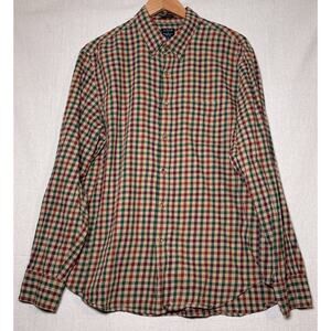 J. Crew Classic Fit Brushed Twill Brown Plaid Shirt Mens Large Cottage